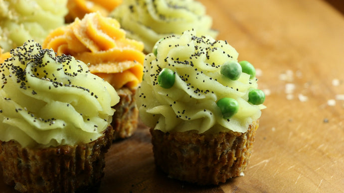 Cupcakes salati di agnello con purea di patate dolci