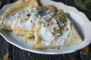 Crepes con crema di broccoli e ceci