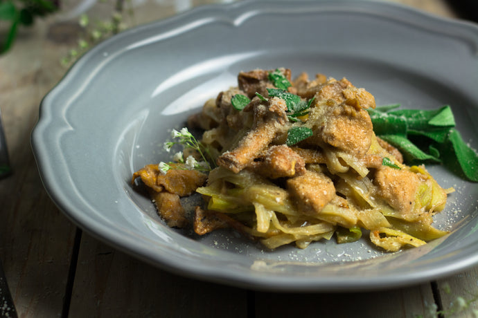Gnocchi di zucca ai funghi cantarelli