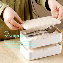 Lunchbox portapranzo Scatole bento box contenitore originale divisore bundle stile giapponese con cucchiaio e forchetta in acciaio inox (Nero)
