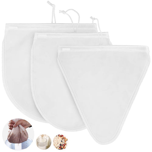 WD&CD Sacchetto filtro per latte di mandorle,[3 Pezzi] Sacchetto filtrante per Latte vegetale,Sacchetto a Maglie fine per filtrare Latte di soia, mandorle, nocciole, Panno filtrante