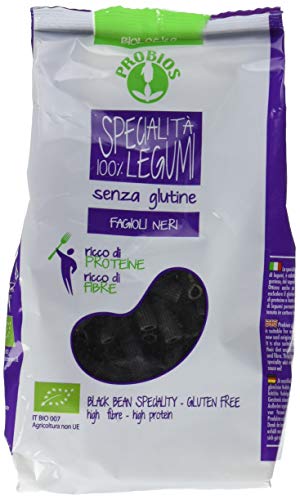 Probios Sedanini Rigati 100% Fagioli Neri Bio senza Glutine - Confezione da 12 x 250 g