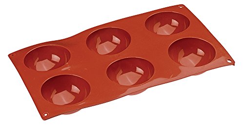 Paderno 47742-01 - Flexipad Semisfera – Stampo per dolci a forma semisferica, in silicone antiaderente, per alte e basse temperature – 1 x 6 impronte semisferiche, 7 x 3,5 cm (diametro x altezza)