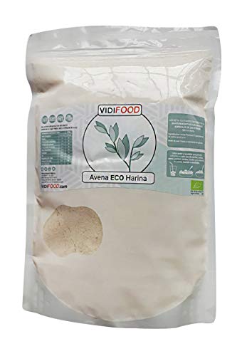 Farina d'Avena Biologica Pura - 1kg - Non OGM Senza Glutine Avenin Zero Avenin Avena - Alimenti Dietetici ad Alto Contenuto di Fibre a Basso Contenuto di Grassi