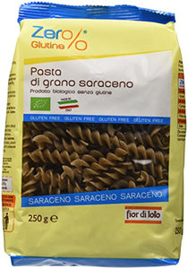 Zer% Glutine Fusilli di Grano Saraceno - 250 gr - [confezione da 4], Senza glutine