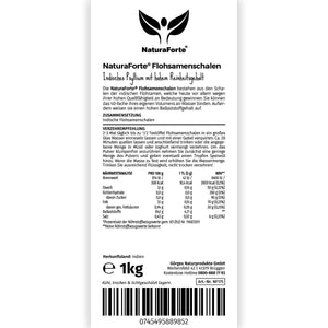 NaturaForte Low-Carb Bucce Di Psillio 1kg, Polvere, Soddisfatti o Rimborsati, Vegano